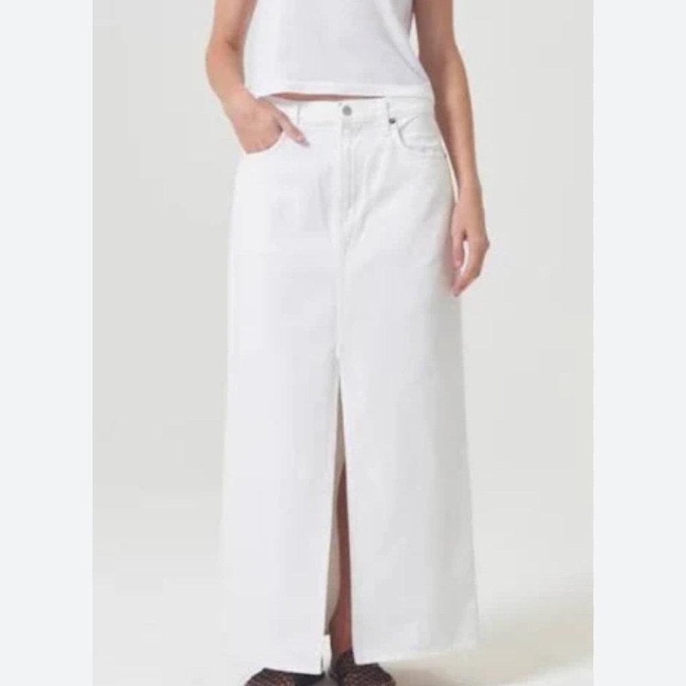 Agolde White Maxi Skirt with Front Slit